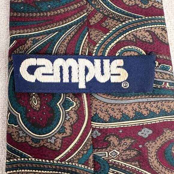 Vintage Campus Mens Silk Paisley Tie Made In USA Of Imported Fabric - Picture 5 of 5